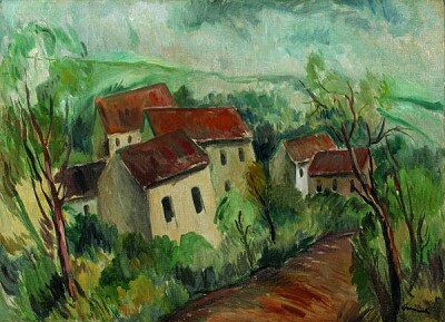 פאזל של Vlaminck maisons sur ciel vert