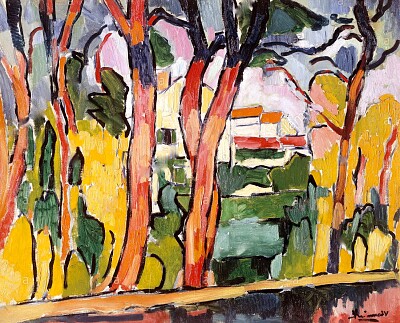 פאזל של Vlaminck paysage aux arbres rouges