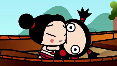 פאזל של pucca abraza a garu por miedo pucca