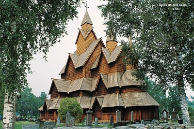 פאזל של Eglise en bois debout d 'Heddal, Norvege