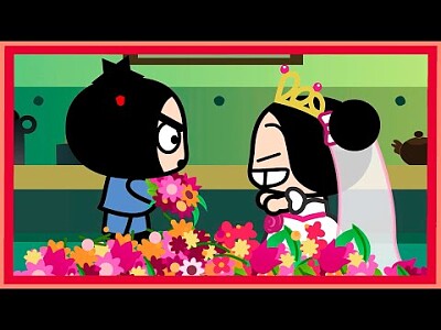 פאזל של pucca piensa que garu le quiere dar flores pucca