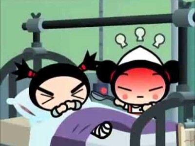 pucca se molesta por que garu no quiere tomar medicina pucca