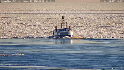 L R fishing vessel in the ICE  Lake Huron Feb 2021