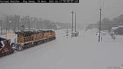 UP-5980 in snow storm Big Sandy,TX/USA