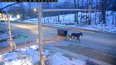 פאזל של Amish Horse- -Buggy passing the Pulaski NY train c