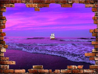 Ship at sunset jigsaw puzzle