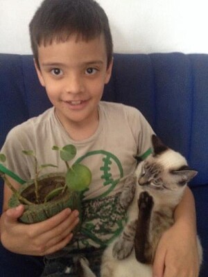 פאזל של boy and cat