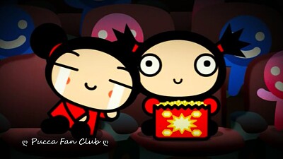 pucca llora y se apoya sobre el clon de garu pucca