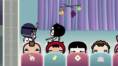 garu y tobe pelean en la sala de bebes pucca