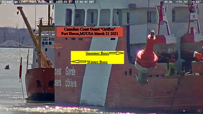 CCG  "Griffon " swapping winter buoy 's