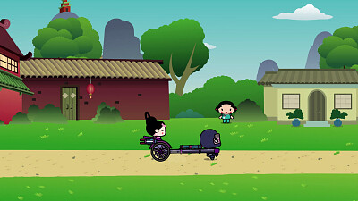 tobe corre con su carreta tranquilo pucca