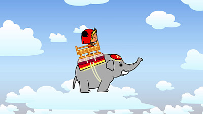 el elefante de pucca esta en las nubes pucca