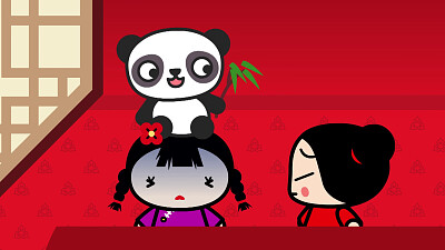 פאזל של chang puso un panda en la cabeza de ching pucca