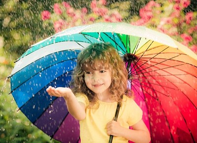 Little girl with umbrella