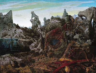 Max Ernst - Paysage avec lac et chimeres (1940) jigsaw puzzle