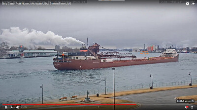 mv Hon James L Oberstar southbound exiting Lake Huron jigsaw puzzle