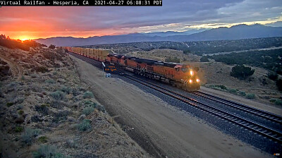 Sun Rises on BNSF at  "Cajon Pass "