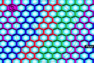 multicolor hexagon grid jigsaw puzzle