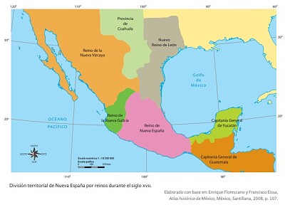 División territorial de Nueva España.