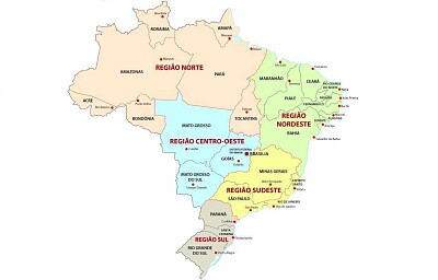 Mapa das regiões brasileiras