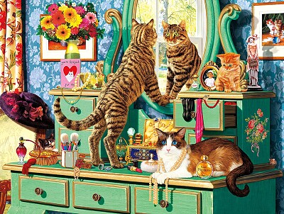 Chat devant miroir jigsaw puzzle