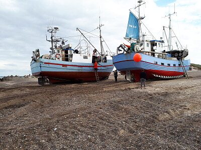 פאזל של Fishing boats on beach, Denmark