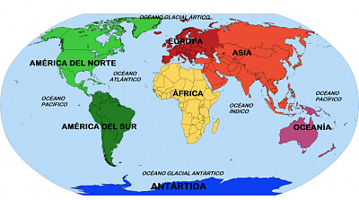 Los continentes del mundo.