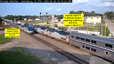 Amtrak #3(Southwest Chief) and   #6(California Zephyr) Galesburg,ILL