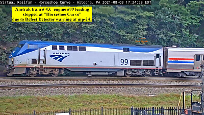 Amtrak train # 43 stopped on Horseshoe Curve (PA)