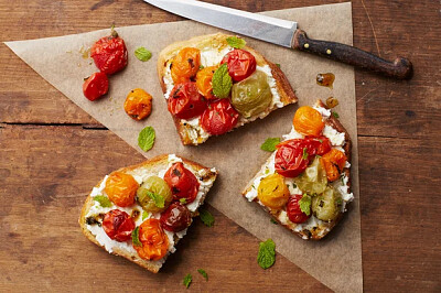 Cherry Tomato Goat Cheese Toast