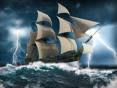Ship in storm