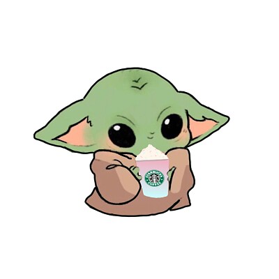 baby yoda drink their starbucks coffee