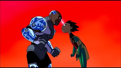 cyborg y robin van a discutir los jovenes titanes