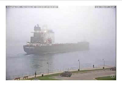 Ship arrival in heavy fog on St Clair River jigsaw puzzle