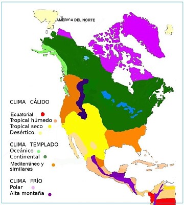 mapa climático de américa del norte.