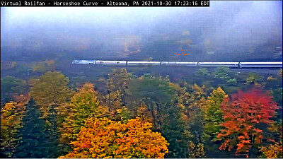 Amtrak train # 43 on Horseshoe Curve (PA) with autumn foilage