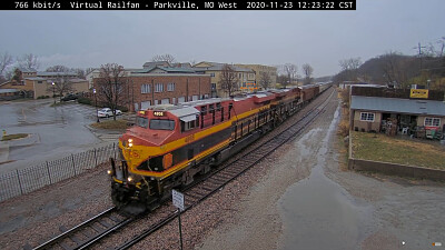 Kansas City Southern #4808 thru Parkville,MO/USA in the rain jigsaw puzzle