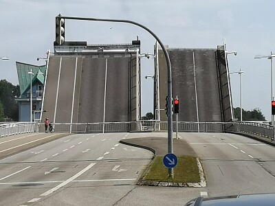 Open drawbridge in Kappeln, Germany
