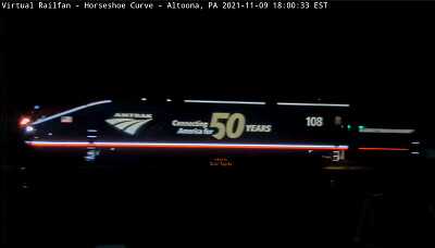  "Amtrak 50 years lit up  ". Amtrak engine #-108 (engine #94 GE P42-8)