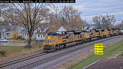 UP-8825, UP-8502, UP-4335,   UP-8687 thru Rochelle,ILL/USA