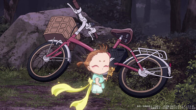 akuru juega con la bicicleta de towa hanyo no yashahime