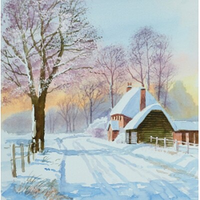 Aquarelle paysage d 'hiver