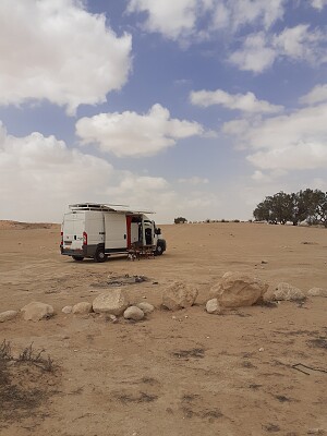 van in desert