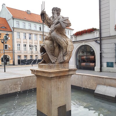 La fontana con il Nettuno a Gliwice, Polonia