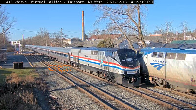 AMTRAK train #63 and #64 meet in Fairport, NY/USA