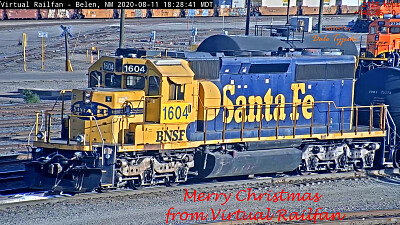 BNSF 1604 Santa Fe. Merry Christmas from VRF.