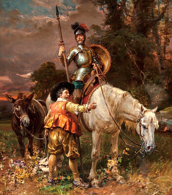 Don Quichotte et Sancho Pansa Cesare. Augusto-Dett