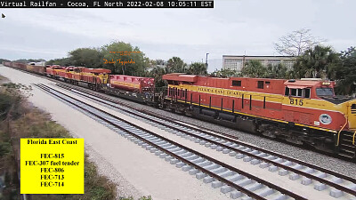 Florida East Coast #815, #307 Fuel Tender, #806, #713, #714 at Cocoa,F