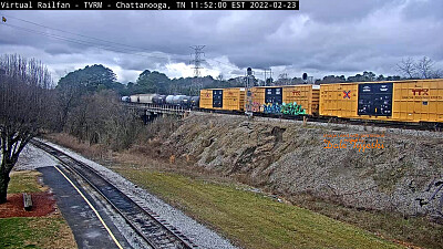 Yellow TTX box cars, some no graffiti at Chattanooga,TN/USA