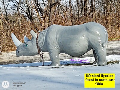fiberglass Rhinoceros in the Ohio snow jigsaw puzzle